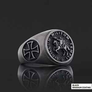 แหวนเมสัน BOJ รุ่น 002 แบบกำหนดเองได้ สำหรับทั้งชายและหญิง แหวนตราประทับฟรีเมสันส่วนบุคคล แหวนตราประทับมาสเตอร์เมสันเท็กซัส สไตล์ฮิปฮอป สีเงิน ราคาประหยัด - Product Image 3