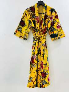 ชุดกิโมโนกำมะหยี่ลายเสือ ชุดคลุมกำมะหยี่ผ้าฝ้าย เสื้อแจ็คเก็ตกำมะหยี่ ชุดคลุมเจ้าสาว โดยผู้ผลิตและผู้ส่งออกชาวอินเดีย - Product Image 4