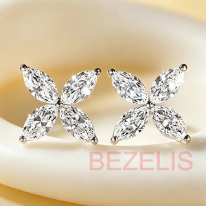 Modernos Pendientes con Corte Marquesa, Diamantes Cultivados en Laboratorio de Color E de Primera Calidad, 2 Quilates, Claridad SI, Corte Excelente, CVD - Product Image 4