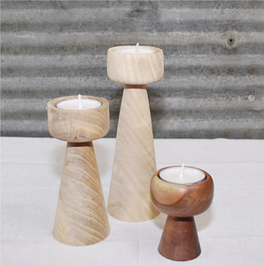 Supports de bougies en bois, prix de gros, 3 pièces de tailles différentes, nouveaux modèles artisanaux, support de bougie en bois, prix imbattable - Product Image 1