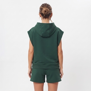 Women Cotton Fleece <b>Sleeveless</b> Hoodies Drop Shoulder Hooded Sweatshirt Ladies Gym Wear <b>Sleeveless</b> Pullover <b>Hoodie</b> - Product Image 2