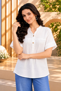 Blusa rosa de manga corta con cuello en V para mujer, corte holgado, informal, para el día a día, top de verano - Product Image 1