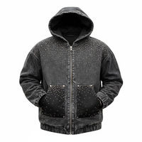 Survêtement unisexe à strass, coupe oversize, à capuche zippée, personnalisable OEM, vente en gros