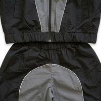 Ensemble de jogging 2 pièces vintage délavé à l'acide, coupe-vent imperméable, sweat à capuche et pantalon taille haute élastique, en nylon ample, grande taille