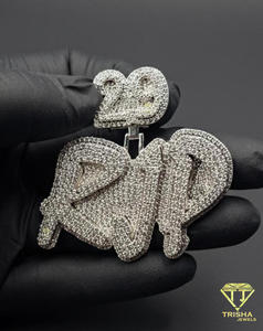 Collier Pendentif Hip Hop Moissanite Diamant Sertie de Pierres « RJP » Chaîne Bling Bijou de Luxe Tendance Cadeau - Product Image 2