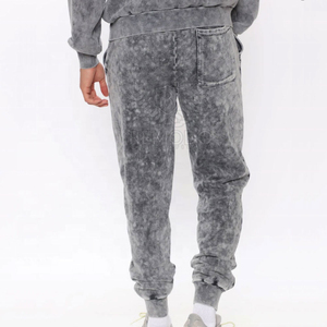 Ensemble de survêtement à capuche délavé pour homme, coupe ample, en coton, décontracté, pour l'automne, avec poches latérales et taille élastique - Product Image 3