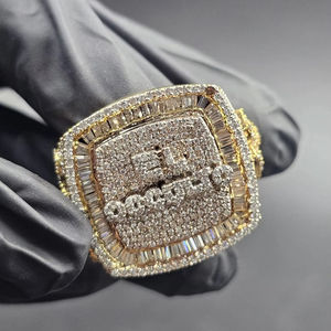 Bague de championnat unisexe personnalisable pour homme en argent 925 avec diamant Moissanite, style Hip Hop Rapper, avec initiale en relief, cadeau - Product Image 6