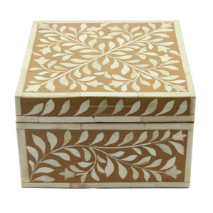 Antique Europe Vintage fait à la main écologique en résine osseuse incrustation boîte de rangement dernier organisateur pour collier multicolore meilleurs tarifs - Product Image 1