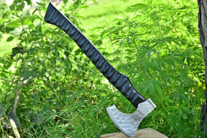 Hacha Vikinga Real Hecha a Mano 2026, Hacha Personalizada con Mango de Madera, Hoja de Acero Inoxidable, Funda de Cuero, Cuchillo para Cortar Pizza de Grado Industrial - Product Image 1