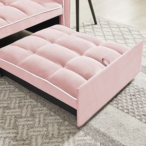Modern <b>Single</b> Adult Chair <b>Bed</b> Recliner with <b>Adjustable</b> Back Three-in-One Pink Folding Sofa <b>Bed</b> for Berth Use - Product Image 6