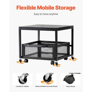 Mini Fridge Stand with Movable <b>Storage</b> <b>Cart</b> 198 Lbs Table Swivel Wheels Beverage Refrigerator Stand with <b>Storage</b> - Product Image 4