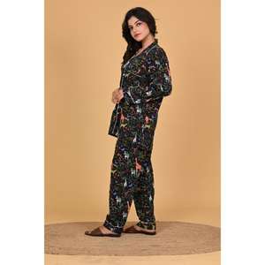Conjunto de Pijama de Poliéster Crepé Estampado para Mujer, Ropa de Dormir Suave y Cómoda, Ropa de Casa Elegante para Mujer - Product Image 6
