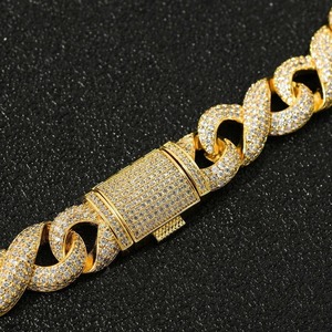 Bracelet unisexe de luxe en argent sterling plaqué rhodium, style hip-hop, maillons cubains, serti de pierres, vente en gros - Product Image 3