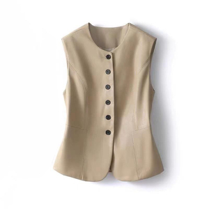 Gilet en cuir véritable imperméable pour femme, style motard décontracté, épais, idéal pour la conduite et les voyages - Product Image 6