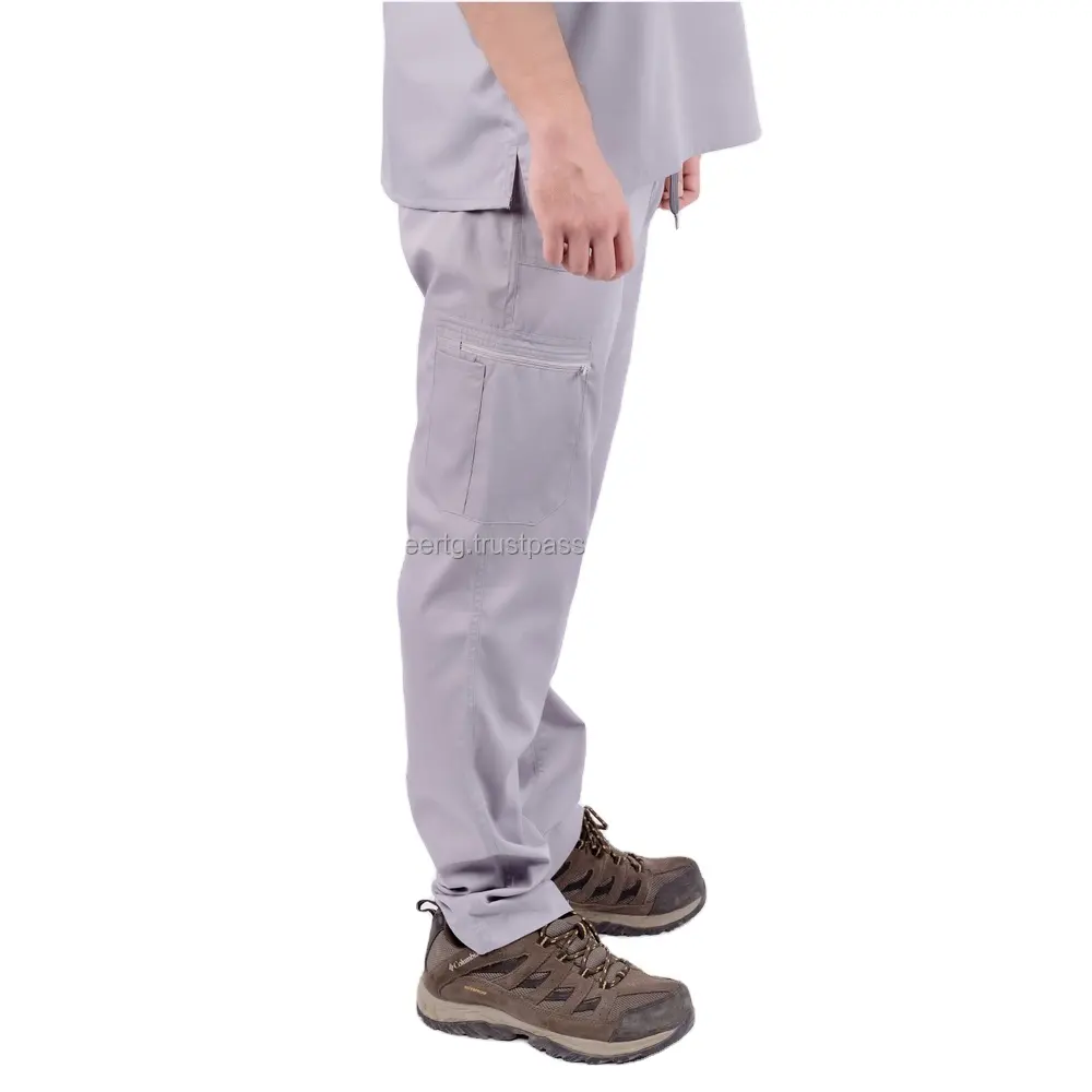 Celana seragam perawat bernapas uniseks, celana poli Rayon spandeks warna polos pinggang tinggi disesuaikan dari VietNam
