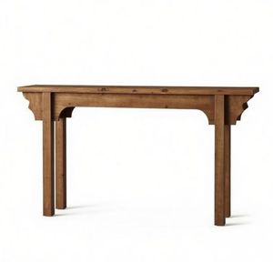 Consolle Lunga in Stile Wabi-Sabi Tradizionale, Tavolo Laterale in Legno di Teak e Marmo per Ingresso, Magazzino, Casa, Appartamento, Hotel - Product Image 2