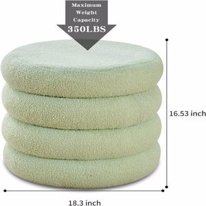 Pouf Contenitore Rotondo Moderno in Sherpa con Vassoio Ribaltabile, Sgabello da Toeletta in Teddy, Sedia Imbottita per Trucco, Arredo Casa - Product Image 3