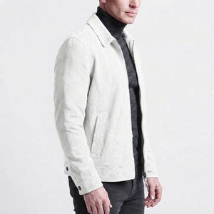 Mens Brown Suede <b>Jacket</b> Casual Full Zip Outerwear Shirt Collar Long Sleeve <b>Jacket</b> for Everyday Wear - Product Image 2