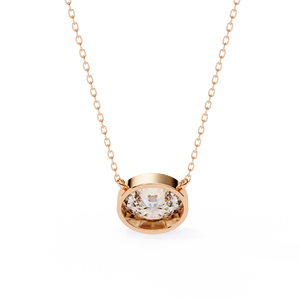Collar con Colgante de Diamante Cultivado en Laboratorio con Corte Ovalado, Oro Rosa de 14K, Joyería Fina Minimalista para Uso Diario - Product Image 5