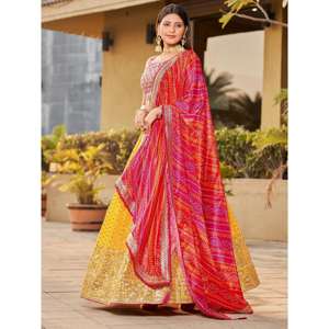 Fascinant jaune paillettes Georgette traditionnel Lehenga Choli - Product Image 5