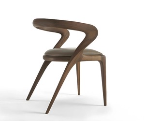 Modern Wooden Dining Chair With Leather Upholstery Midcentury Design Armrest Home Furniture - Product Image 3