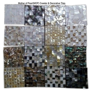 Luxury Mother Pearl Mosaic Coaster Set Handmade Shell Inlay Bohemian Design Lightweight Decorative Table Coasters Premium <b>Decor</b> - Product Image 1