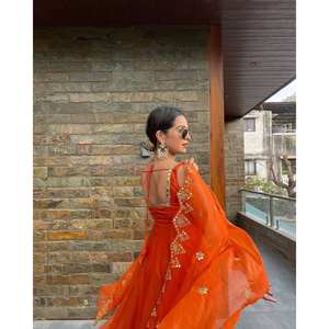 Conjunto de Traje de Fiesta para Mujer con Top-Pent y Dupatta con Borde de Encaje de Monedas - Product Image 5