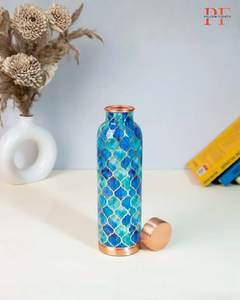 Bouteille d'eau en cuivre avec impression Plume Dorée et Goutte d'Eau, gourde émaillée, fournisseur en gros - Product Image 4