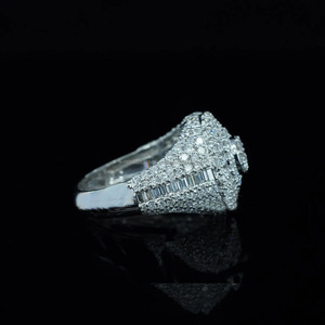 Bague de fiançailles pour homme en argent sterling 925 plaqué rhodium, style hip-hop bling-bling, bijou de déclaration pour rappeur, idéal pour les fêtes et les anniversaires - Product Image 4