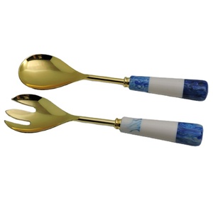 Pierre de marbre et acier inoxydable en résine avec poignée en plaqué or Accessoires de cuisine - Product Image 1