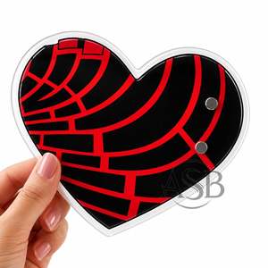 Support d'extension de cils en acrylique personnalisé avec aimants, motif Cœur Concha Rouge et Noir, logo personnalisé, instrument de beauté - Product Image 4