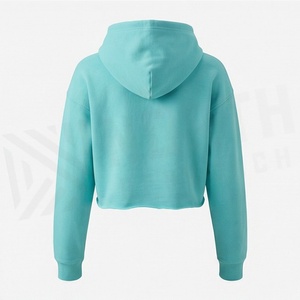Sudadera con Capucha Extra Grande de Algodón de Calidad, Top Corto de Manga Larga, Logotipo Personalizado Bordado, Ropa Casual de Invierno Tejida - Product Image 2