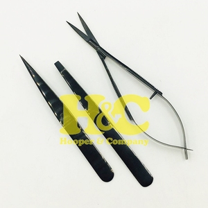 Juego de Pinzas y Tijeras para Cejas de Acero Inoxidable, Sostenible, Color Negro, con 2 Pinzas y Tijeras - Product Image 4