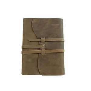 สมุดโน้ตหนังสีน้ำตาลขนาด B5ปกแบบนิ่มชุดกระดาษเปล่ามีสายรัดแบบเกลียว - Product Image 1