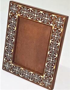 Cadre photo rectangulaire vintage 5x7 fait main en os blanc incrusté, poli, décoratif, pour table, cadeau pour salon - Product Image 2