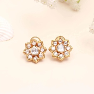 Pendientes de Loto Kundan Polki al por Mayor, Chapados en Oro de 22K, Joyería Nupcial India para Mujer, Regalo para Ella - Product Image 2