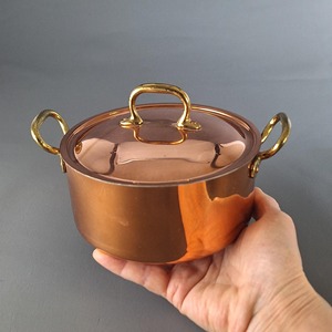Marmite en cuivre à double poignée en laiton et couvercle, résistante au four, pour cuisinières à gaz et à induction, livraison directe d'usine - Product Image 5