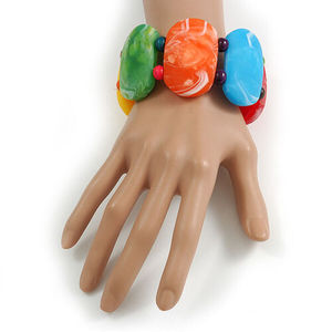 สร้อยข้อมือเรซิ่นหลากสี ลูกปัดรูปไข่ ลายหินอ่อนสีขาว ทำด้วยมือ ดีไซน์ไม่ซ้ำใคร คุณภาพพรีเมียม เครื่องประดับสำหรับทุกเพศ ของขวัญสุดเก๋ ชิ้นงานแฟชั่นโดดเด่น - Product Image 3