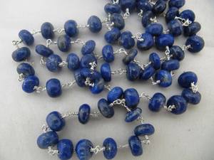 Chaîne de chapelet en lapis-lazuli naturel, perles lisses de 8 mm, chaîne perlée enroulée de fil de 8 mm - Product Image 2