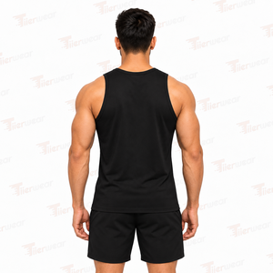 Men's <b>Black</b> Sleeveless <b>Tank</b> <b>Top</b> O-Neck Breathable Polyester Workout Gym Vest Front Logo Print Casual Sporty Style Gym <b>Tank</b> <b>Tops</b> - Product Image 2