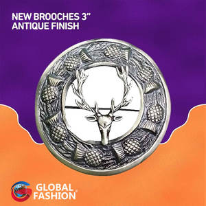 Broche écossaise traditionnelle décorative tête de cerf, motif écossais antique des Highlands, pour tenue kilt, meilleure vente 2026 - Product Image 3