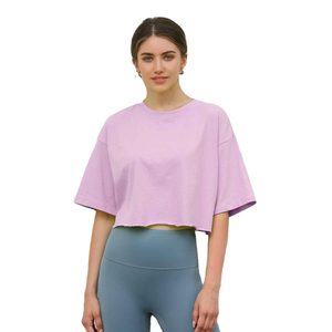 Débardeurs amples d'été en coton pour femmes, crop top décontracté à manches longues, confortable, respirant, pour l'entraînement, la course, motif imprimé - Product Image 1