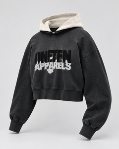 เสื้อฮู้ดดี้ผู้หญิงสีดำทรงปกติ แบรนด์ ONETEN APPARELS ผ้าฝ้ายถักเนื้อนุ่ม พิมพ์ลาย สตรีทแวร์ โลโก้ด้านหน้า เหมาะสำหรับใส่ในฤดูหนาว - Product Image 2