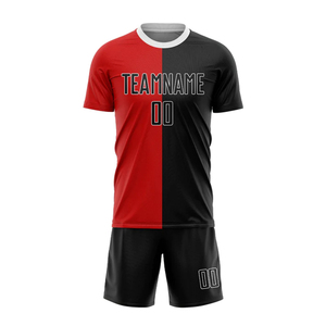 Uniformes de Entrenamiento de Fútbol BIN FATEH, Sublimación Negra y Roja, Camiseta de Fútbol Transpirable de Manga Corta Unisex, Pantalones Cortos - Product Image 3