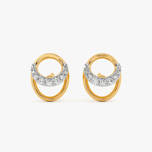 Elegant Double Circle Crystal <b>Stud</b> Earrings Gold Plated Luxury Statement Jewelry 18K 14K 10K 925&935 <b>Silver</b> - Product Image 2