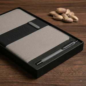 Carnet de notes A5 Aurelux Premium avec couverture en cuir PU gris, multicolore, pour réunions d'affaires, stylo inclus, logo personnalisé, cadeau de bureau exécutif - Product Image 2