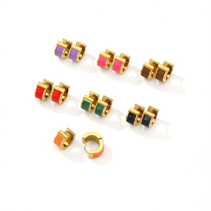 Orecchini a Cerchio in Acciaio Inossidabile Acero, Orecchini Colorati per Donna, Set di 12 Pezzi di Gioielli alla Moda - Product Image 1