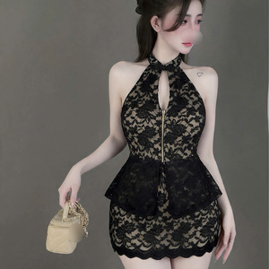 Women's Two-Piece <b>Set</b> skirt sexy Lace Sleeveless Full-Length Solid Casual Skinny Fit Washable Eco-Friendly Stealth Decoration - Product Image 3