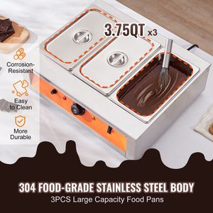 Machine à chocolat électrique commerciale en acier inoxydable de 26,5 lb, 3 réservoirs, fonteuse de chocolat, machine à chocolat TEMP - Product Image 3