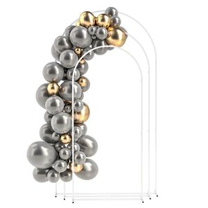 Arco Decorativo Blanco para Bodas con Marco Arqueado y Soporte Metálico, Paquete de 3 Piezas - Product Image 5